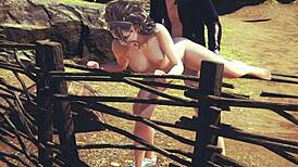 3D Cartoon Blowjob with Monster Cock in Nature