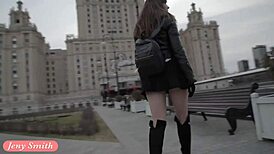 jeny smith flashes seamless pantyhose in public upskirt outdoor 😏