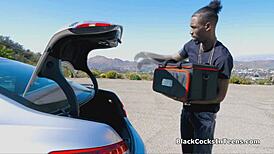 Emily cheats on her boyfriend with a huge black cock