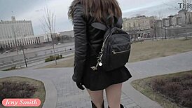 jeny smith flashes seamless pantyhose in public upskirt outdoor 😏