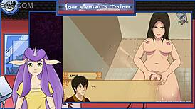 Avatar shower scene with hentai masturbation and boobs