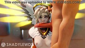 Mercy's Mouth! She Uses It For Fucking In This Hentai Game!