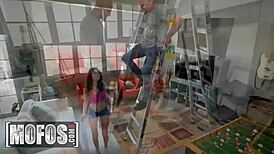 Paisley Pepper's pussy pounded by JMac's big cock, but is it too much?