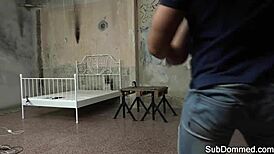 Petite teen dominated and dildo fucked in rough bondage