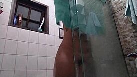 i orgasm washing my hairy pussy and ass in the shower