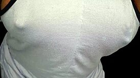 Ebony Girl Teases with Stunning Tits Up Close