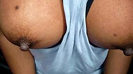 Ebony Girl Teases with Stunning Tits Up Close