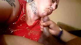 Intriguing Blow Job Queen Jamie Cummings with Black Treat in Mouth