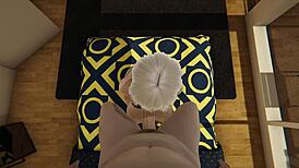 와! 친구 엄마가 복도에서 빨아줘. 3D 무삭제 헨타이 패러디 짱!