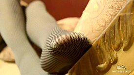 Feet Dangling And Teasing In Grey Pantyhose!