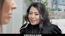 stepson takes charge and freeuses all three stepmoms in the house. it's a wild cncmilf setup!