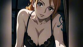 nami one piece gives french jerk off instructions