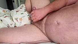 A Man Moans During Backhand Masturbation, Reaching Orgasm With Huge Cock