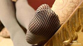 Feet Dangling And Teasing In Grey Pantyhose!