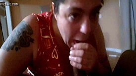 Intriguing Blow Job Queen Jamie Cummings with Black Treat in Mouth