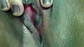 Solo ebony girl enjoys softcore masturbation session