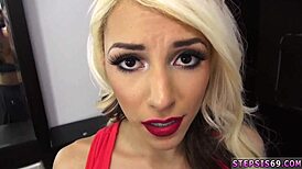 Fit blonde takes anal hard as suspended step sis!