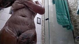 i orgasm washing my hairy pussy and ass in the shower