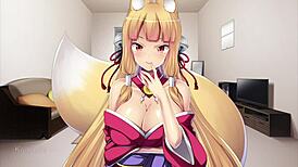 ejaculation time play with fox girl ep1 featuring morning blowjob in anime hentai