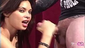 Naughty Tera Patrick strips lingerie to suck a hard dick fast