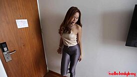 Hey, watch this big tit Asian babe tease foreign cock with Helloladyboy