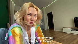 asian babe agrees to watch a movie with him in homemade setting