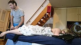 hey, why's this pervert stepson jerking to stepmom's feet in hd?