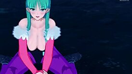 Morrigan the succubus invites you for cum in hentai anime scene