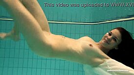 hungarian teen petra feels emotional getting nude in pool for you