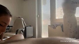 Stepmom catches blowjob and watches cumshot