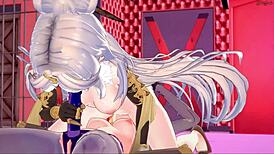 Fischl eats Ningguang's ass, then strapon fucks her.