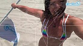 Big ass Latinas RIDING electric trikes at a public beach. Man, that BIG BOOTY shakes wild!