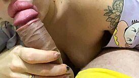 Sucking A Dildo While Husband's Away, After Cum In Mouth Blowjob.