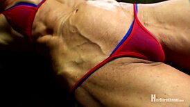 Baile Muscles in Thong! Flexing Bikini Body for Wild Action!