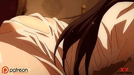 Akeno moans as she gets fucked missionary with big cock