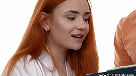 nerdy redhead nansy small learns from tutor