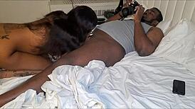 philly hood chick orgasms licking monster cock in hotel, horny doggystyle with daddy