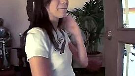 chloe 18 fingers herself in a teasing undressing scene