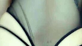 Bound japanese femdom masturbates while watching, comments on her ass.