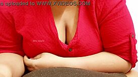 Asian milf playing with her big tits and indian boobs in detailed scene