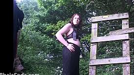 British babe strips nude outdoors