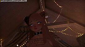 wow, this submissive babe is getting a rough deepthroat blowjob in vr, so hardcore! 😈