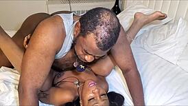 philly hood chick orgasms licking monster cock in hotel, horny doggystyle with daddy