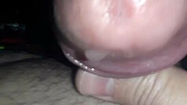 Masturbation session with a massive cock up close