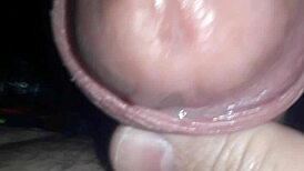 Masturbation session with a massive cock up close