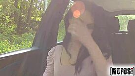 belle claire, a stranded teen, gets into some hardcore action with natural tits.