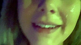 Risky wife sucks huge cock in bar parking lot. She walks off with cum on face.