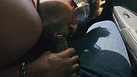 Sucking Sweaty Big Cock in Car on Hot Day with Rimjob
