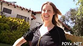 Busty teen loves rough POV blowjob action