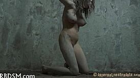 Bound playgirl gets zealous sex-toy action!